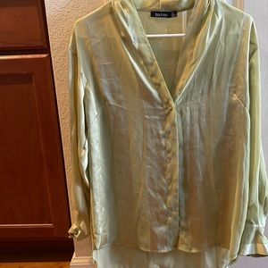 satin stripe button down blouse
